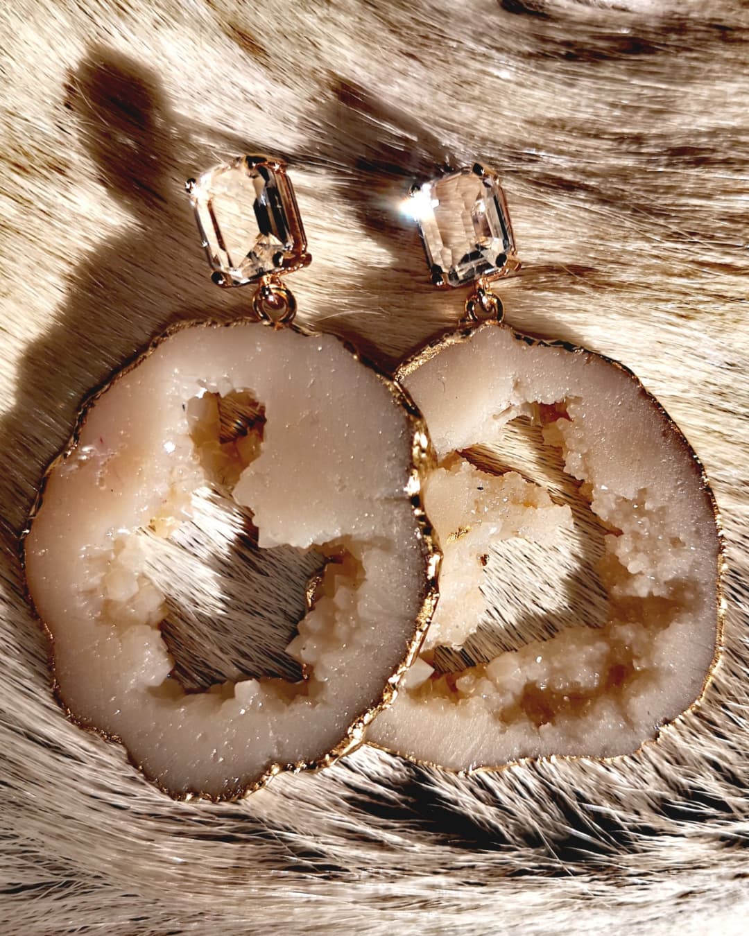 Druzy Ohrringe - Cashmere Collection greige